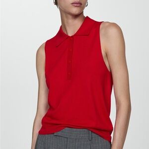 MANGO Cashmere Blend Polo Sweater Vest